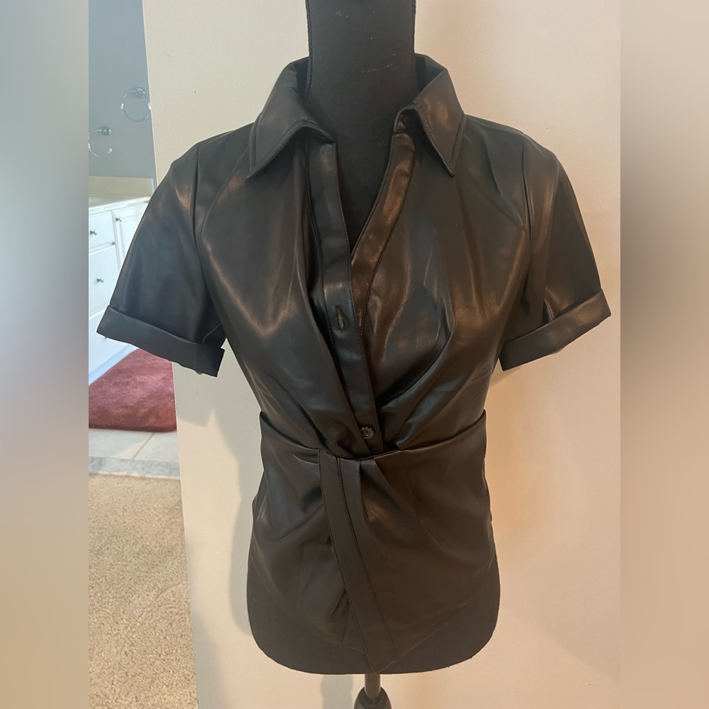 Vegan leather shirt size xs
